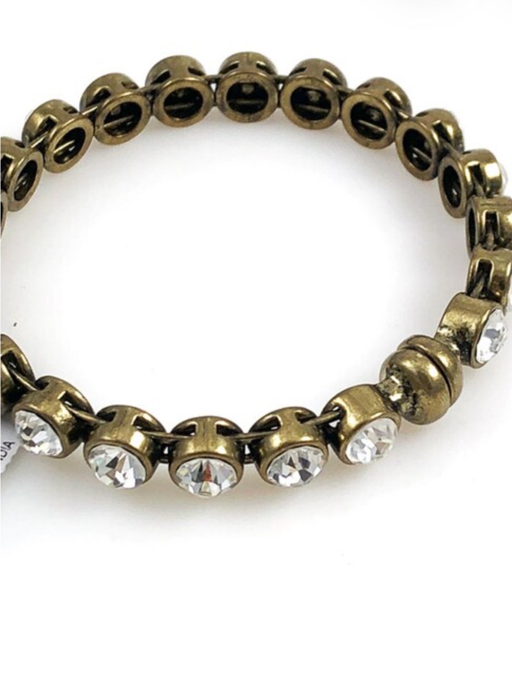 Chicos Crystal-Accent Stretch Bracelet. Antique Gold. Magnetic clasp